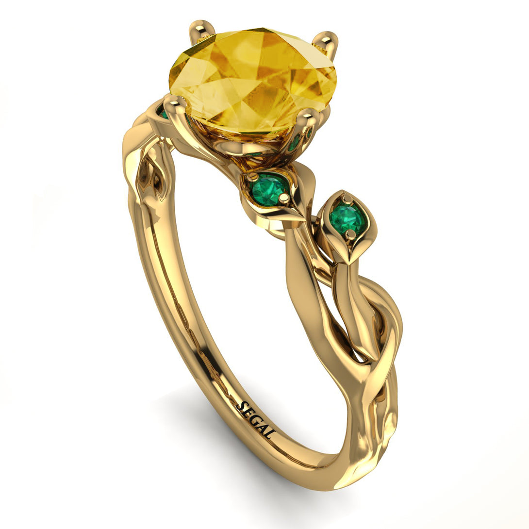14K Gold Radiant Citrine Flower Harmony Ring - Autumn No. 604