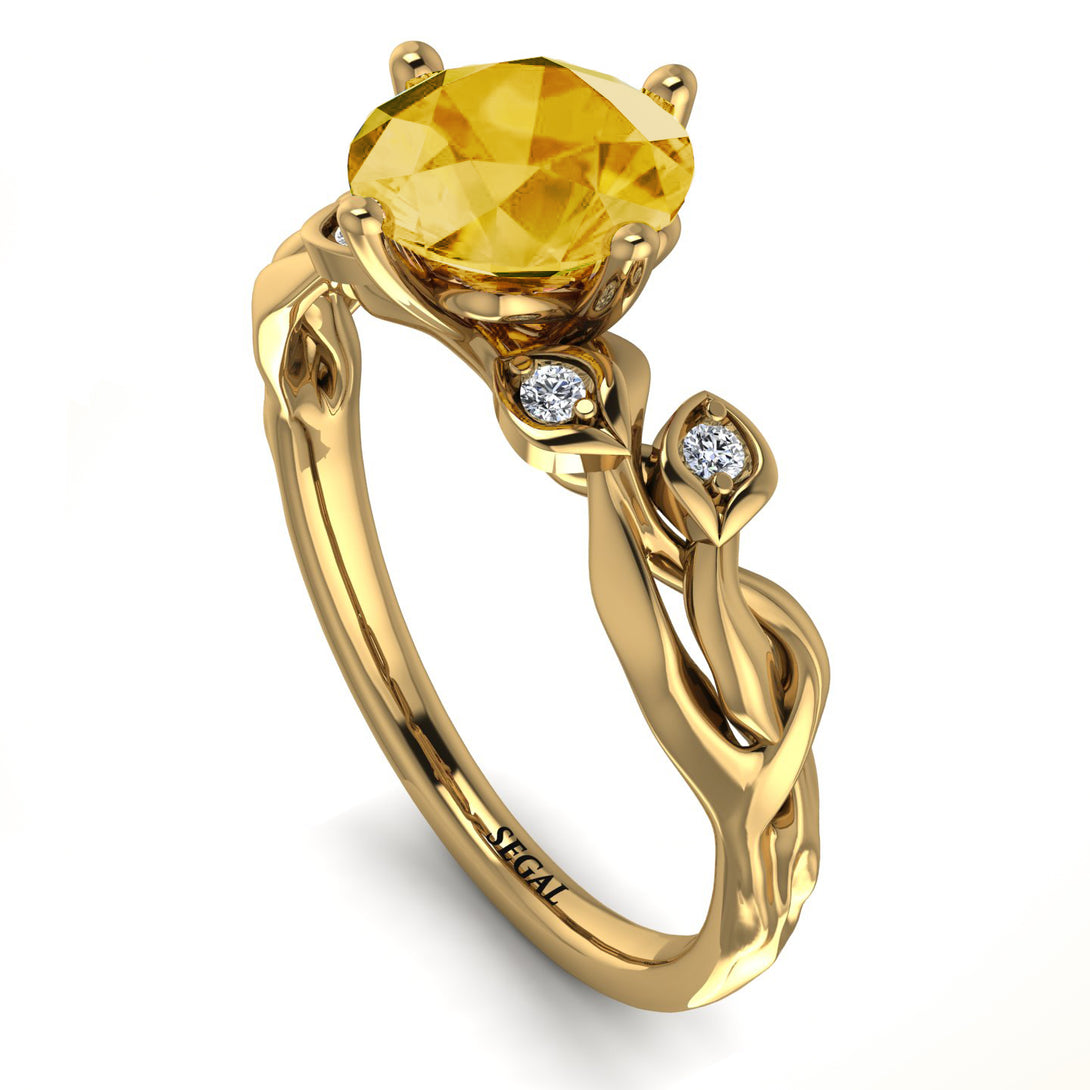 14K Gold Radiant Citrine Flower Harmony Ring - Autumn No. 601