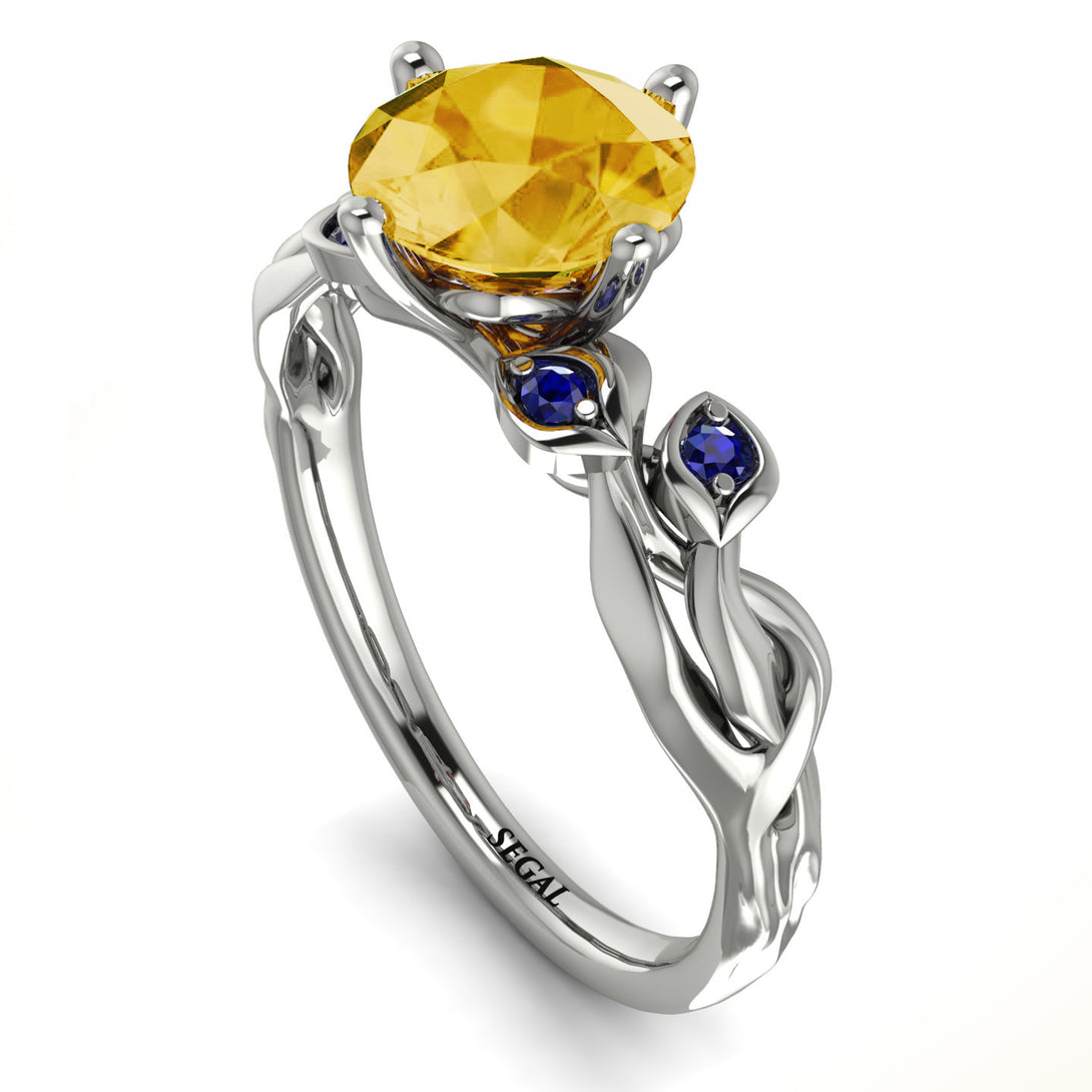 14K Gold Radiant Citrine Flower Harmony Ring - Autumn No. 615