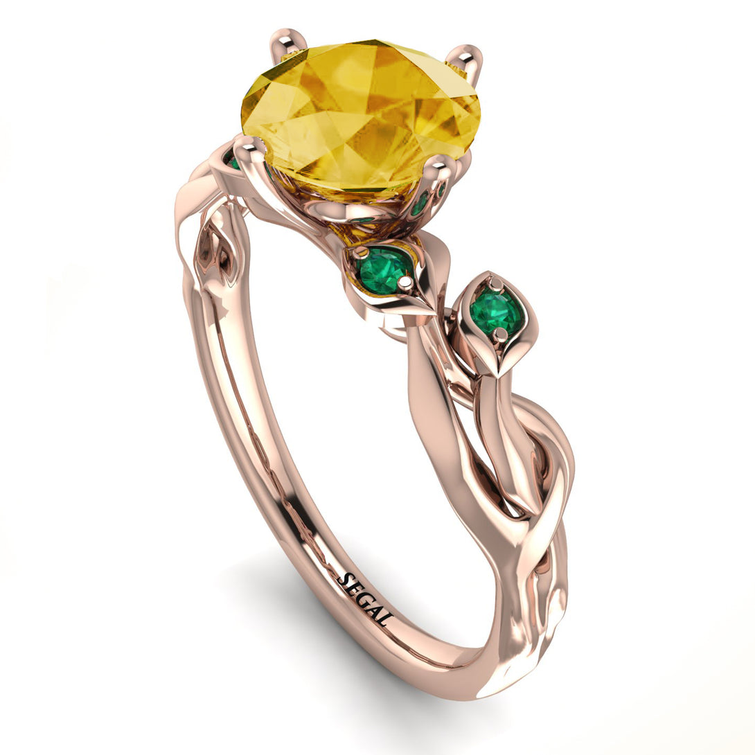 14K Gold Radiant Citrine Flower Harmony Ring - Autumn No. 605