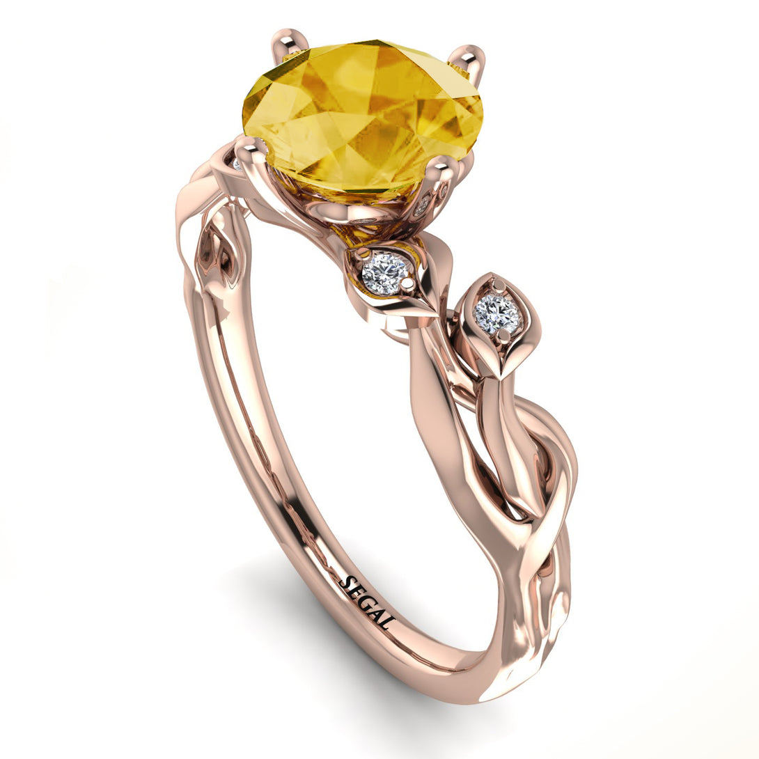 14K Gold Radiant Citrine Flower Harmony Ring - Autumn No. 602