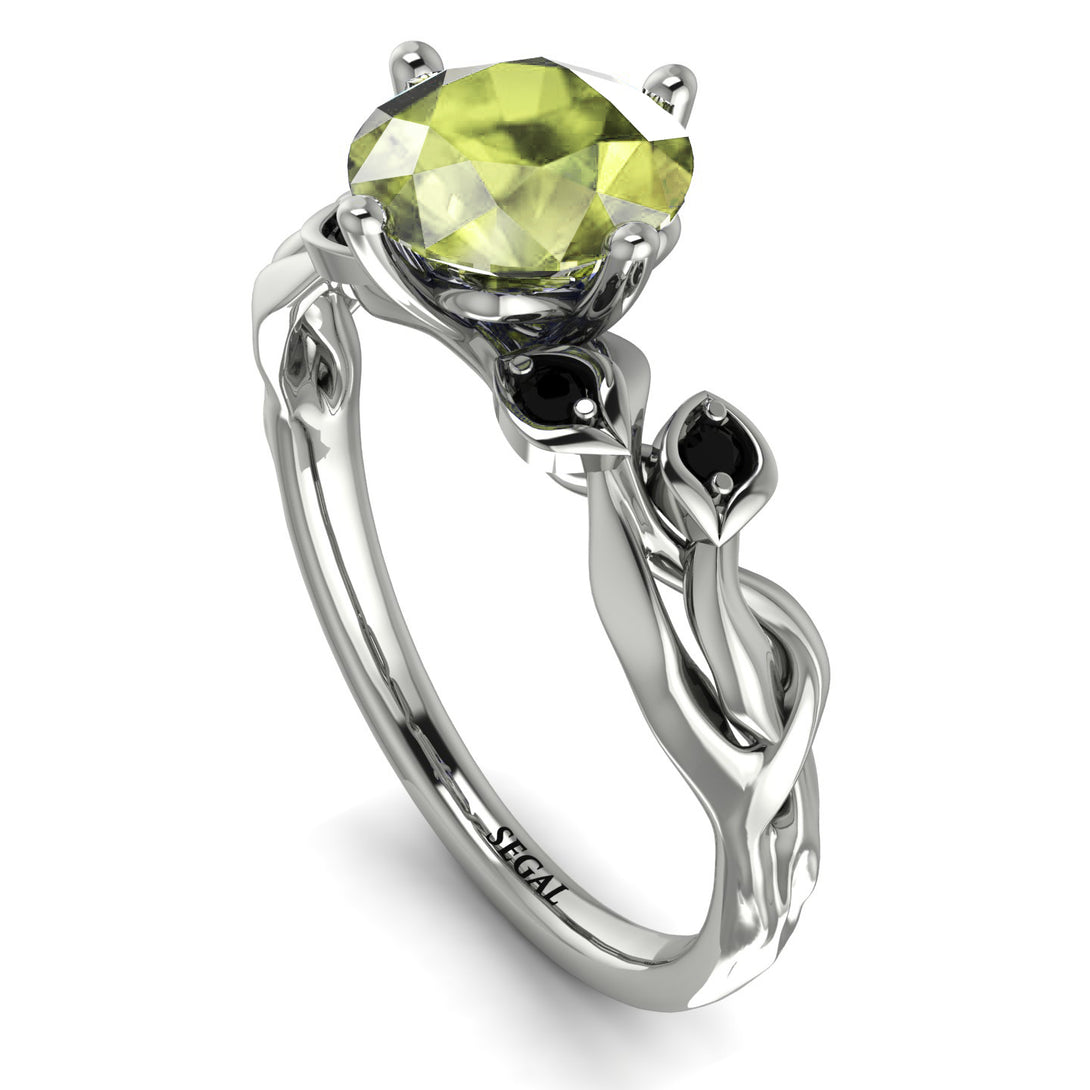 14K Gold Radiant Peridot Flower Harmony Ring - Autumn No. 709