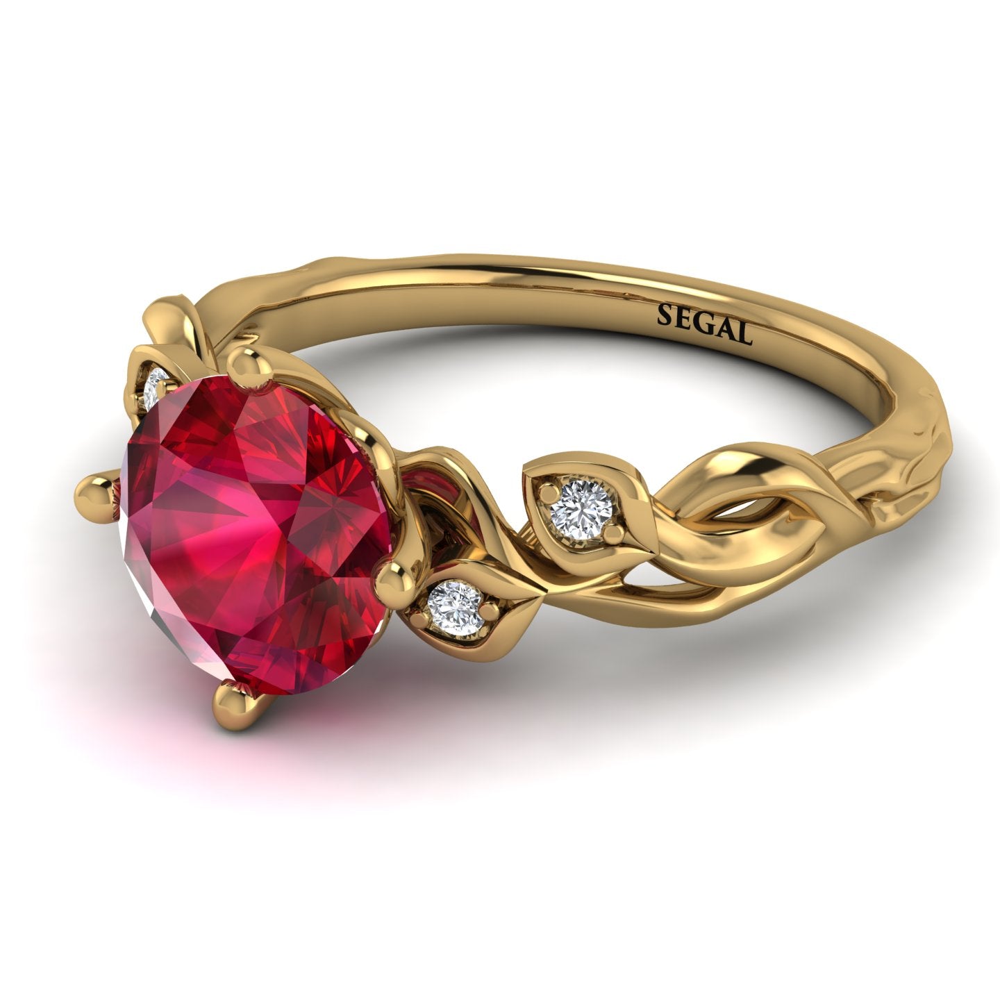 14K Gold Radiant Ruby Flower Harmony Ring - Autumn No. 10 – Segal Jewelry