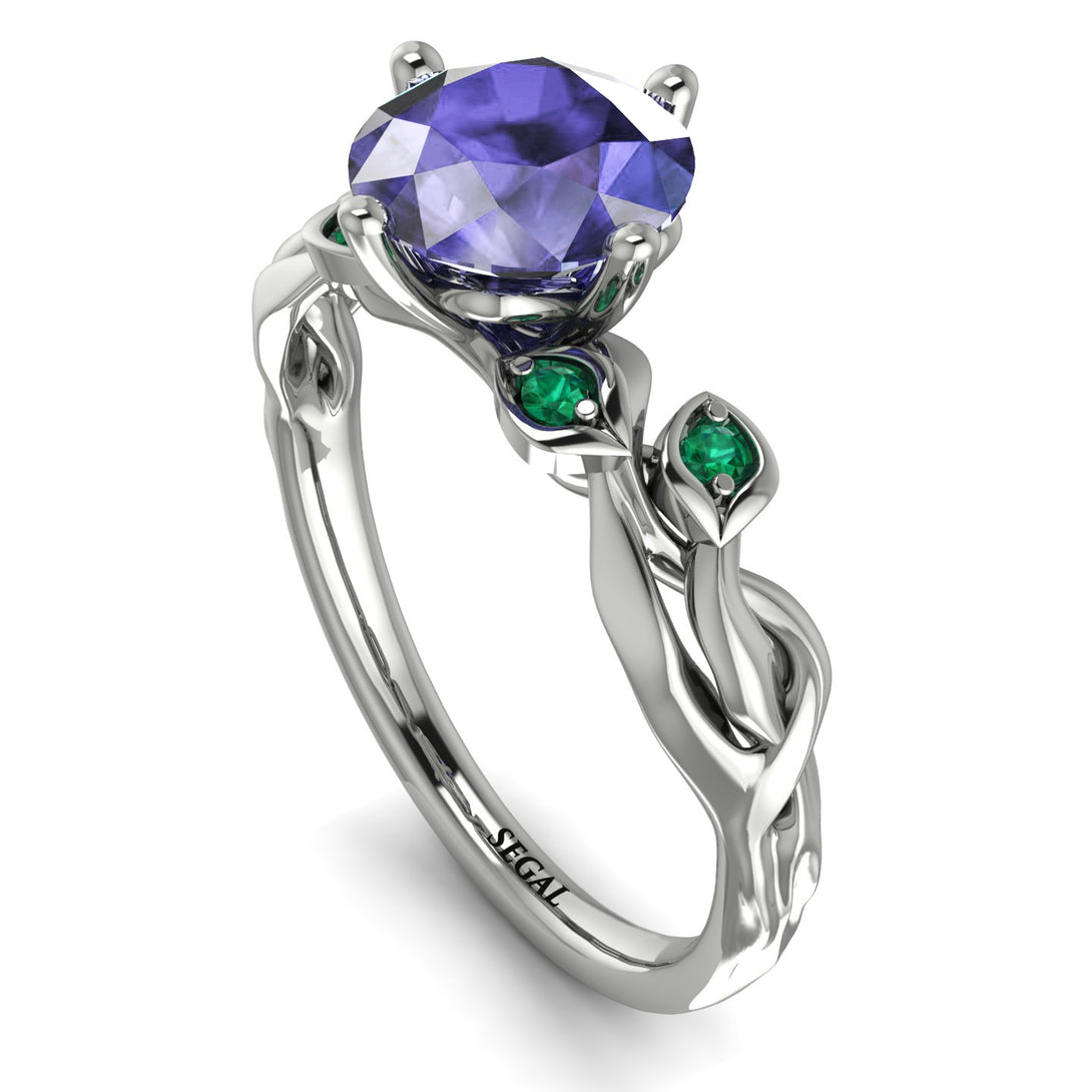 14K Gold Radiant Tanzanite Flower Harmony Ring - Autumn No. 206