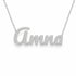 Amna name necklace in solid 14K White Gold, handmade in Los Angeles