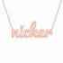 Nicker name necklace in solid 14K Rose Gold, handmade in Los Angeles