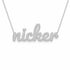 Nicker name necklace in solid 14K White Gold, handmade in Los Angeles