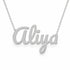 Aliya name necklace in solid 14K White Gold, handmade in Los Angeles