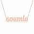 Soumia name necklace in solid 14K Rose Gold, handmade in Los Angeles