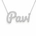 Pavi name necklace in solid 14K White Gold, handmade in Los Angeles