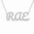 RAE name necklace in solid 14K White Gold, handmade in Los Angeles