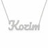 Kozim name necklace in solid 14K White Gold, handmade in Los Angeles