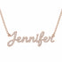Jennifer name necklace in solid 14K Rose Gold, handmade in Los Angeles