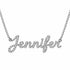 Jennifer name necklace in solid 14K White Gold, handmade in Los Angeles