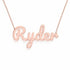 Ryder name necklace in solid 14K Rose Gold, handmade in Los Angeles