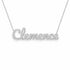 Clemence name necklace in solid 14K White Gold, handmade in Los Angeles