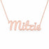 Mitzie name necklace in solid 14K Rose Gold, handmade in Los Angeles