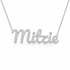Mitzie name necklace in solid 14K White Gold, handmade in Los Angeles