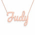 Judy name necklace in solid 14K Rose Gold, handmade in Los Angeles