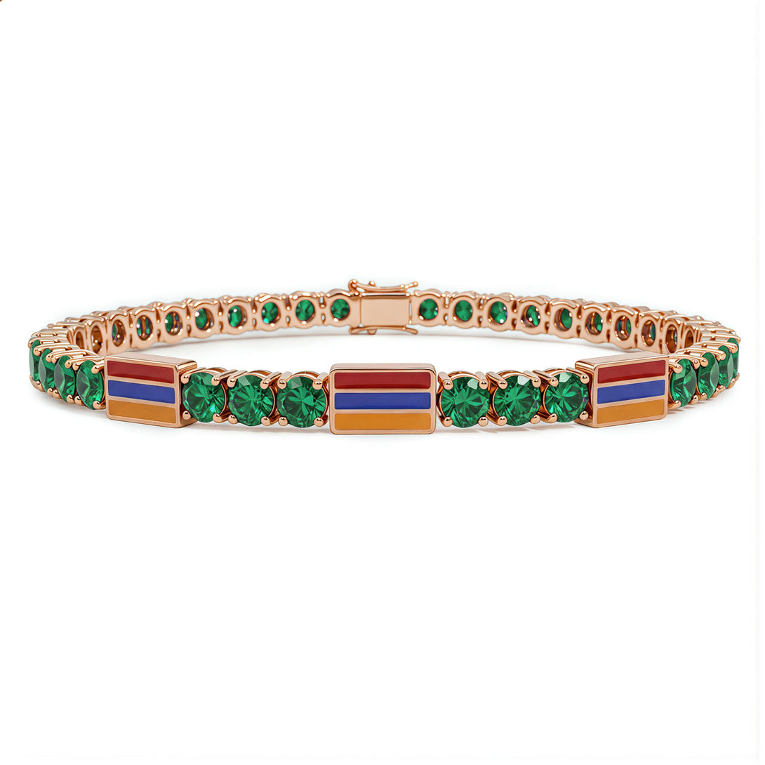 Emerald Tennis Bracelet with Armenia Flag no. 5