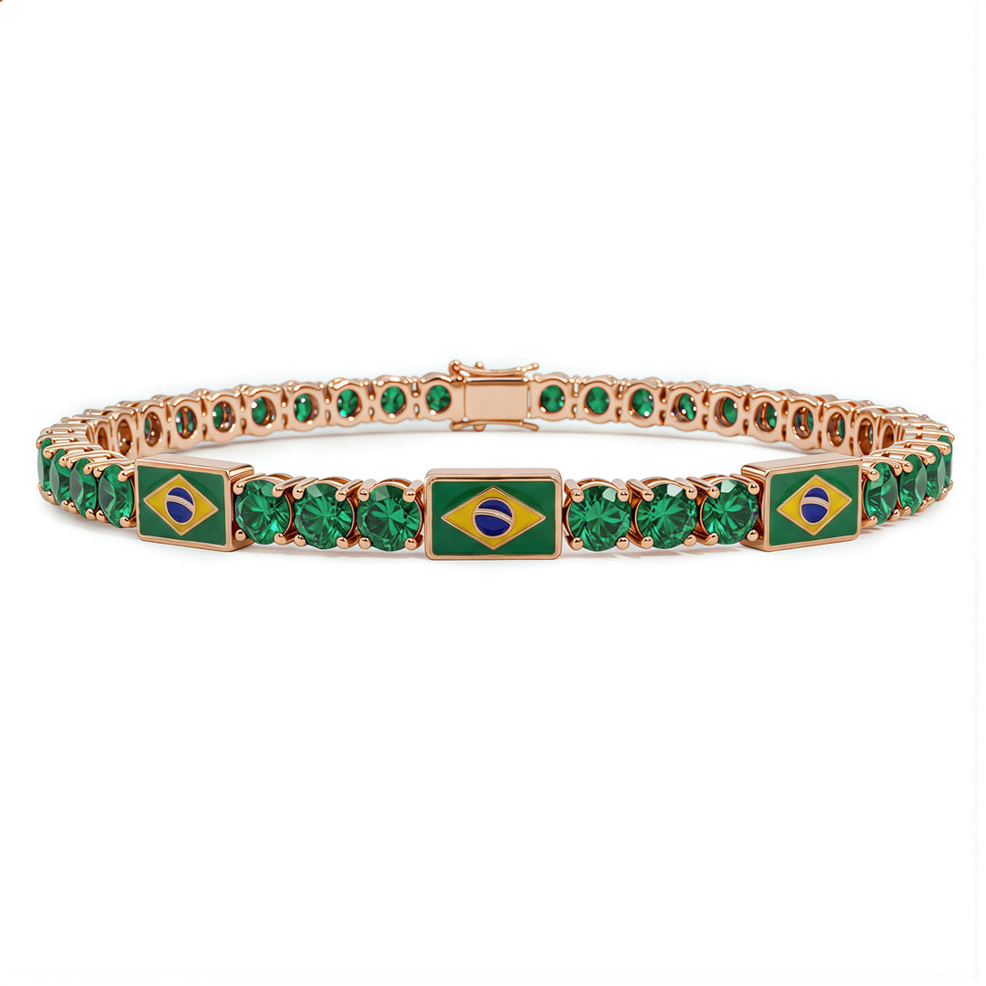 Emerald Tennis Bracelet with Brazil Flag no. 5