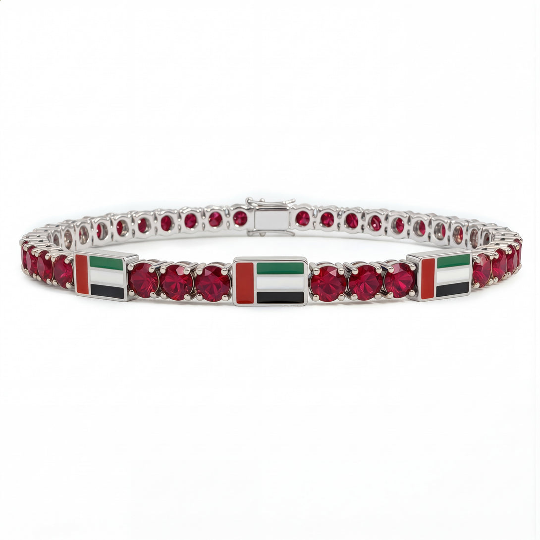 Ruby Tennis Bracelet with United Arab Emirates Flag no. 12