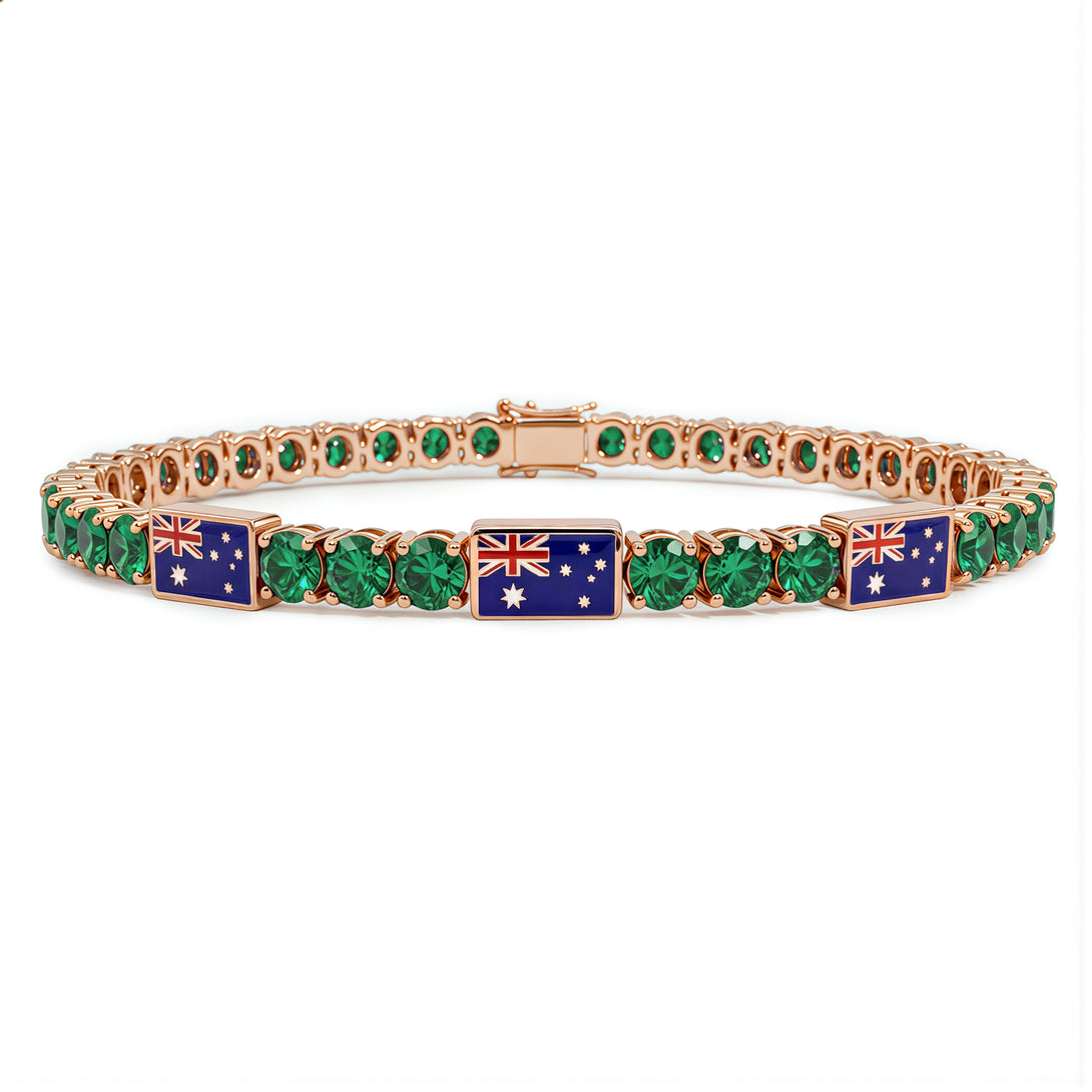 Emerald Tennis Bracelet with Australia Flag no. 5