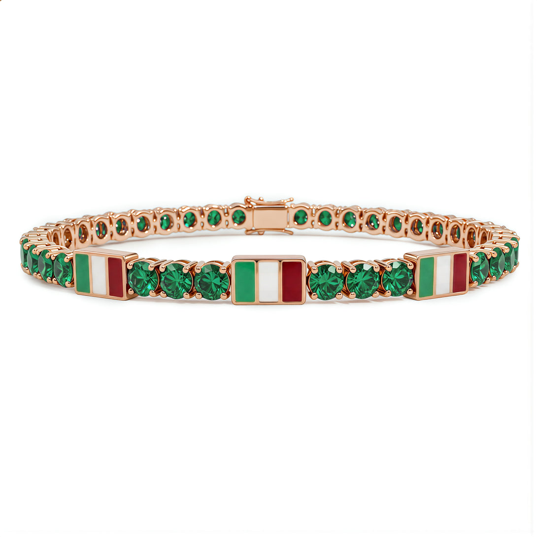 Emerald Tennis Bracelet with Italy Flag no. 5