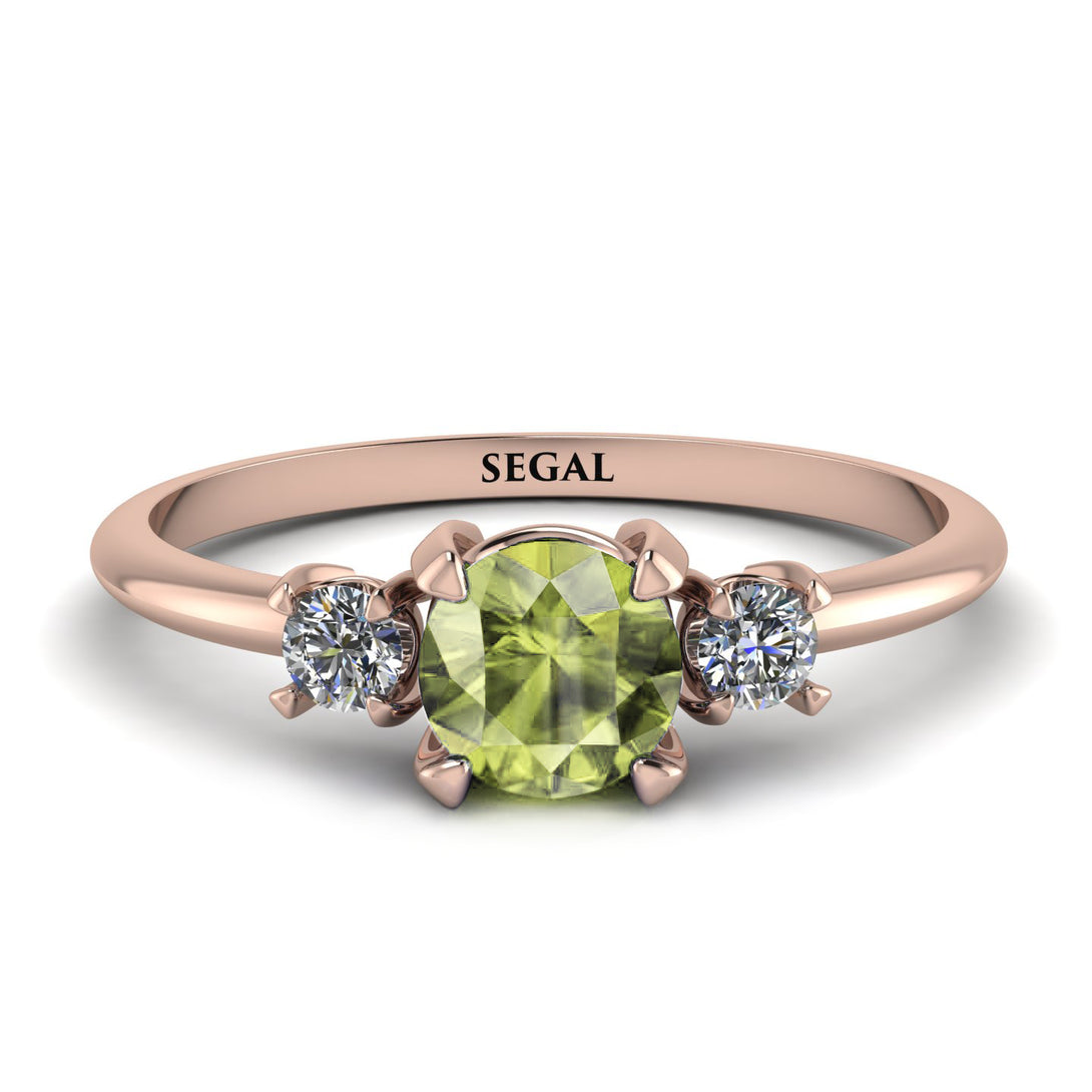 Classic Three Stone Peridot Engagement Ring - Valentina No. 702