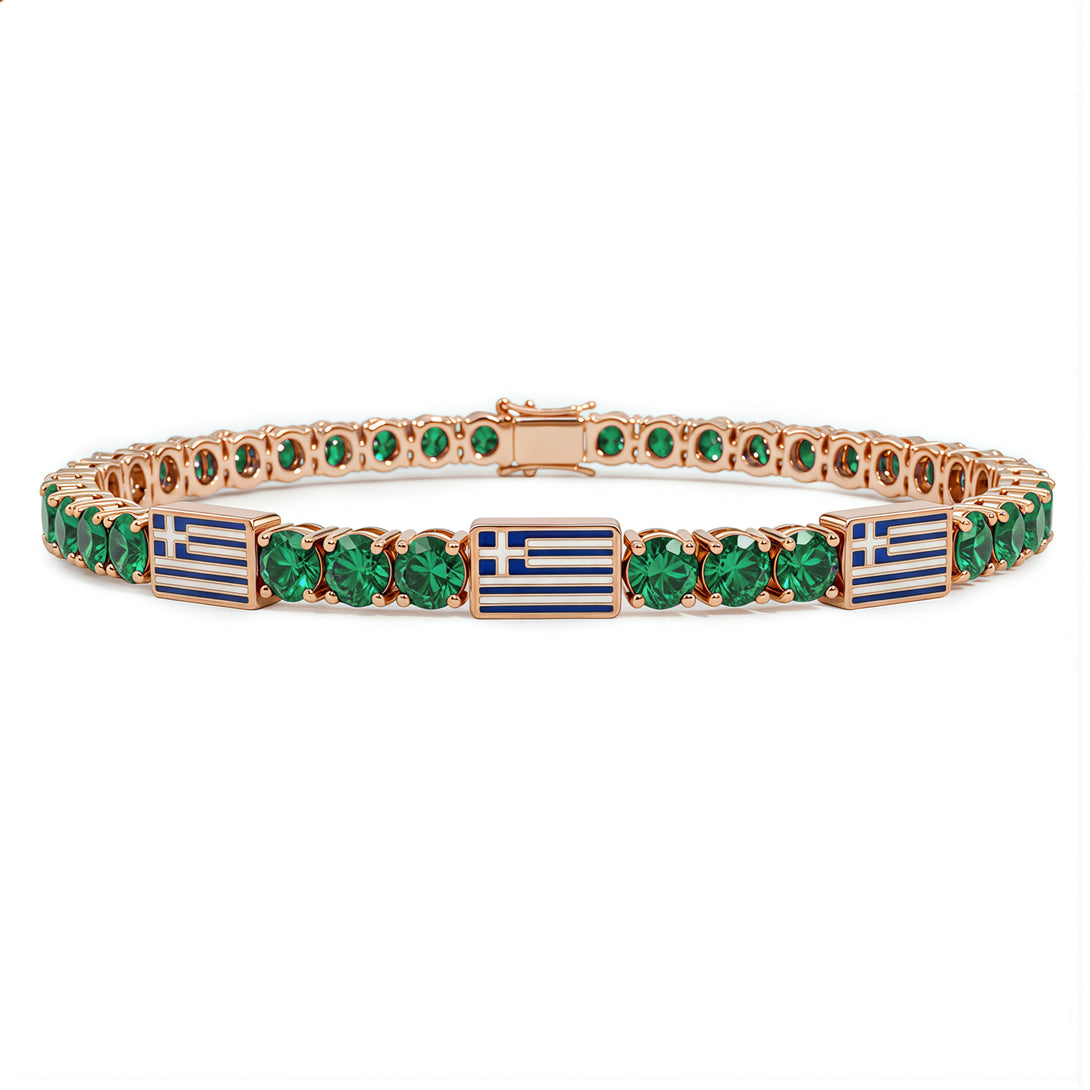 Emerald Tennis Bracelet with Greece Flag no. 5