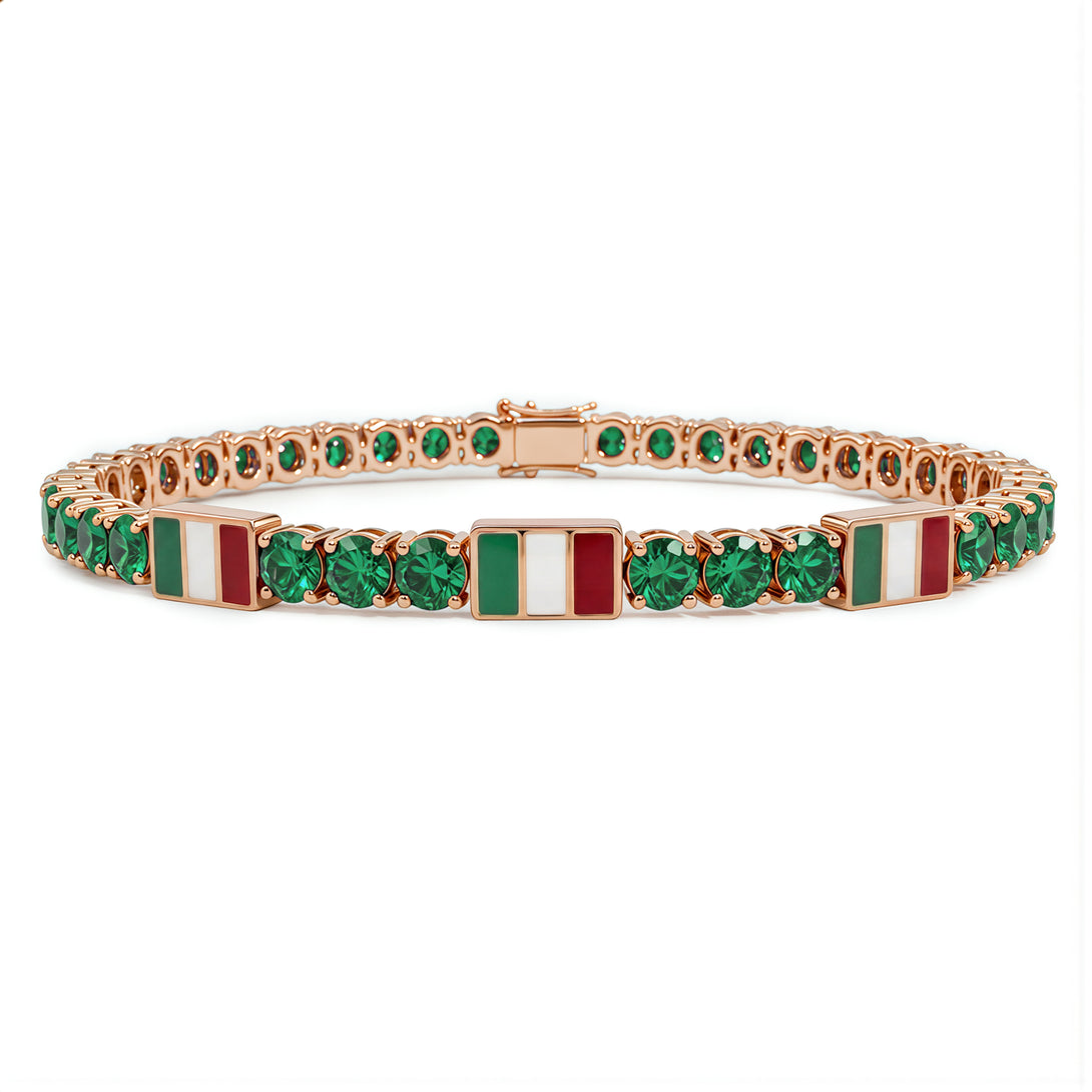 Emerald Tennis Bracelet with Mexico Flag no. 5