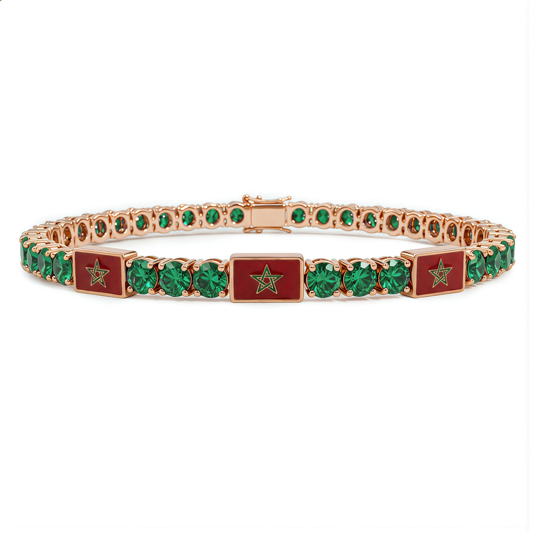 Emerald Tennis Bracelet with Morocco Flag no. 5