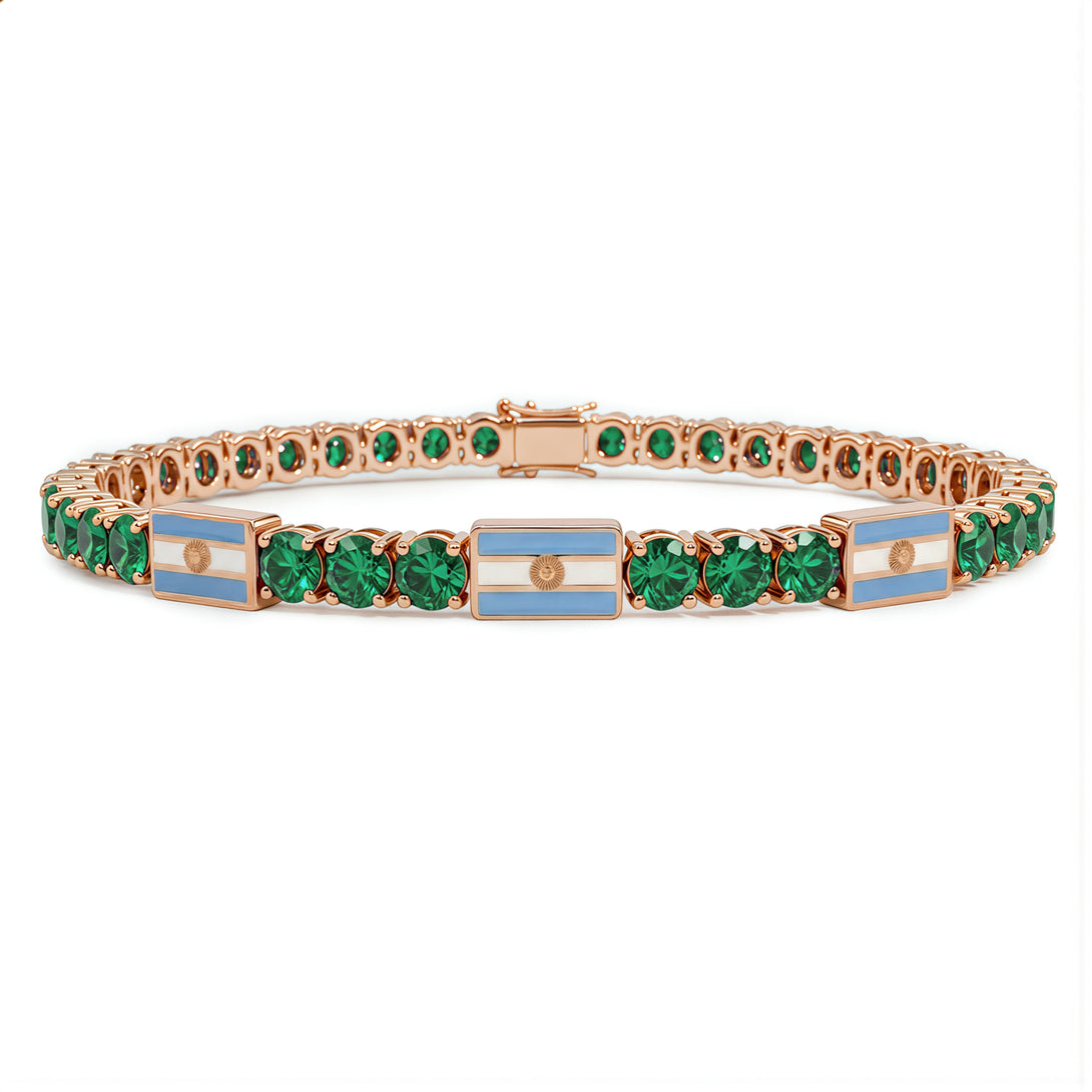 Emerald Tennis Bracelet with Argentina Flag no. 5