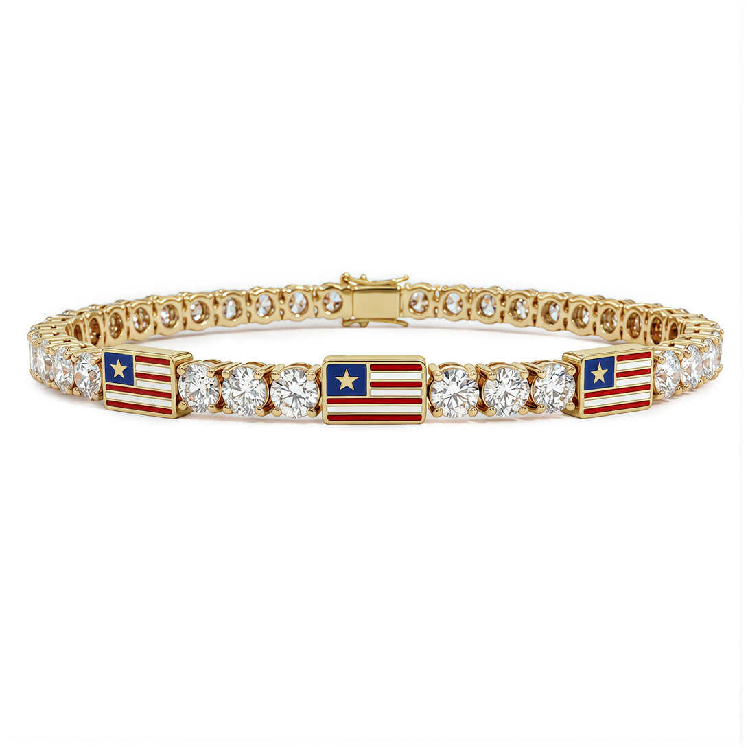 Diamond Tennis Bracelet with United States Flag no. 1