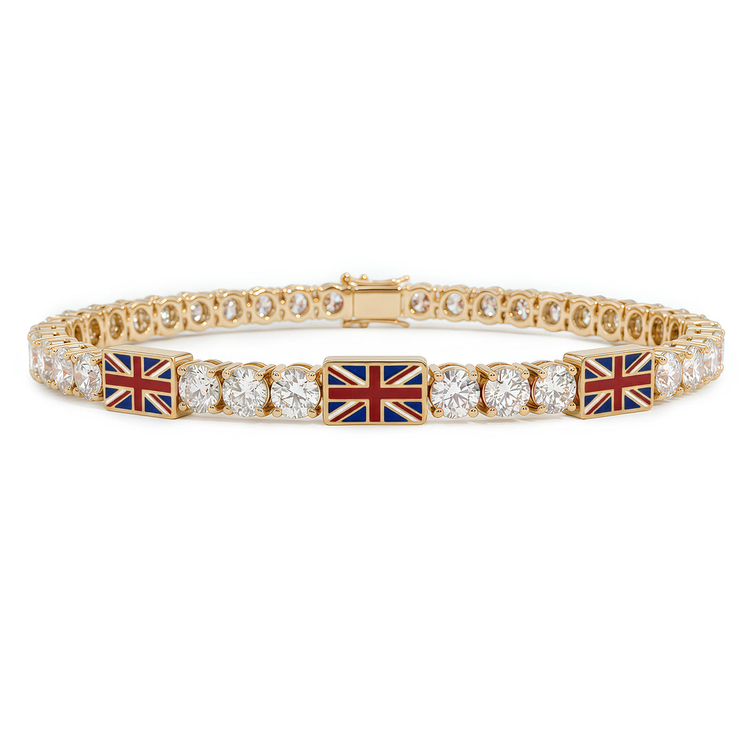 Diamond Tennis Bracelet with United Kingdom Flag no. 1