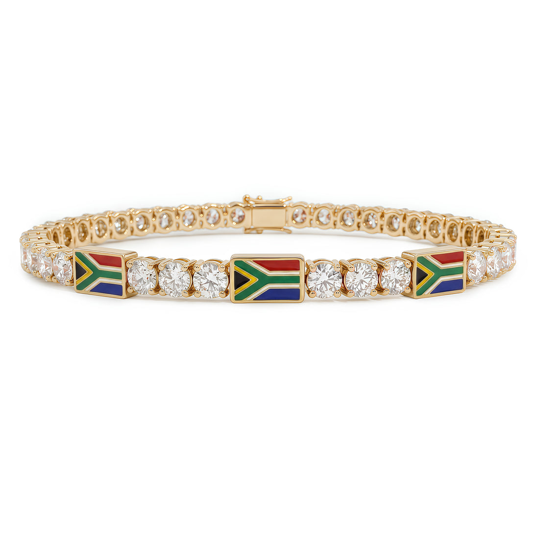Diamond Tennis Bracelet with South Africa Flag no. 1