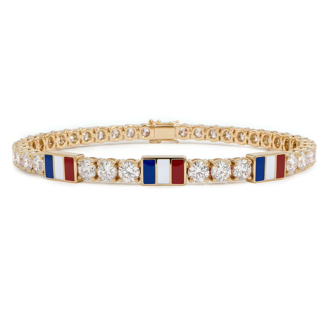 Diamond Tennis Bracelet with France Flag no. 1