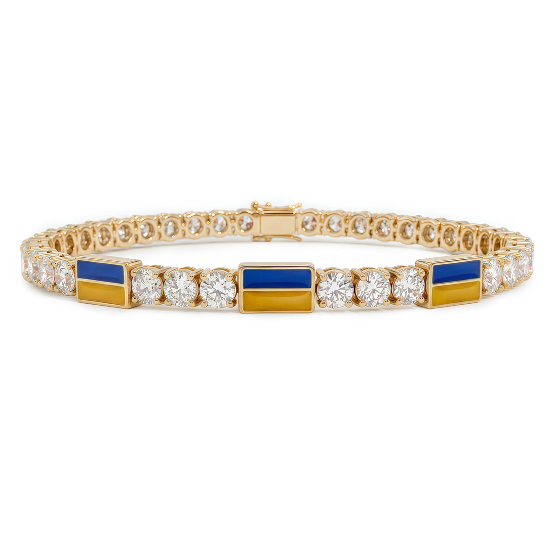 Diamond Tennis Bracelet with Ukraine Flag no. 1
