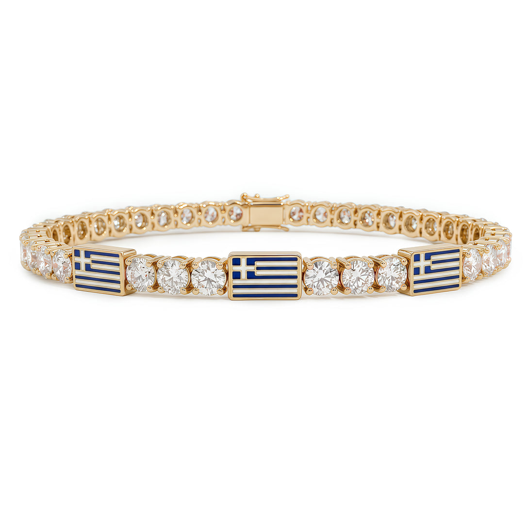 Diamond Tennis Bracelet with Greece Flag no. 1