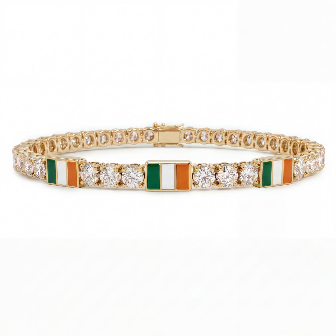 Diamond Tennis Bracelet with Ireland Flag no. 1