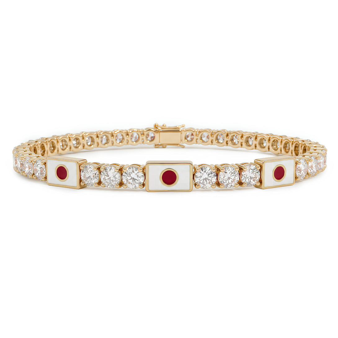 Diamond Tennis Bracelet with Japan Flag no. 1