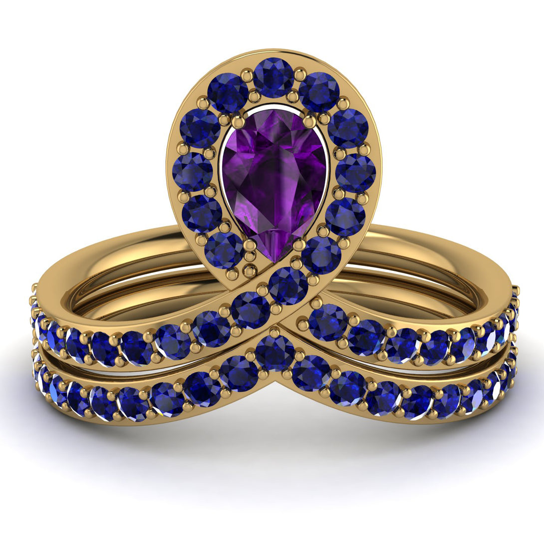 Amethyst Pear Shape Stacking Bridal Set - Emilia No. 313