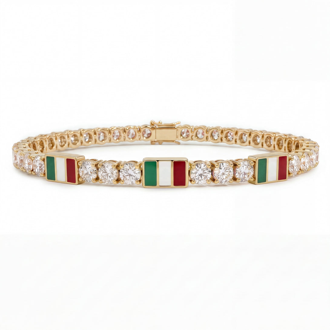Diamond Tennis Bracelet with Mexico Flag no. 1