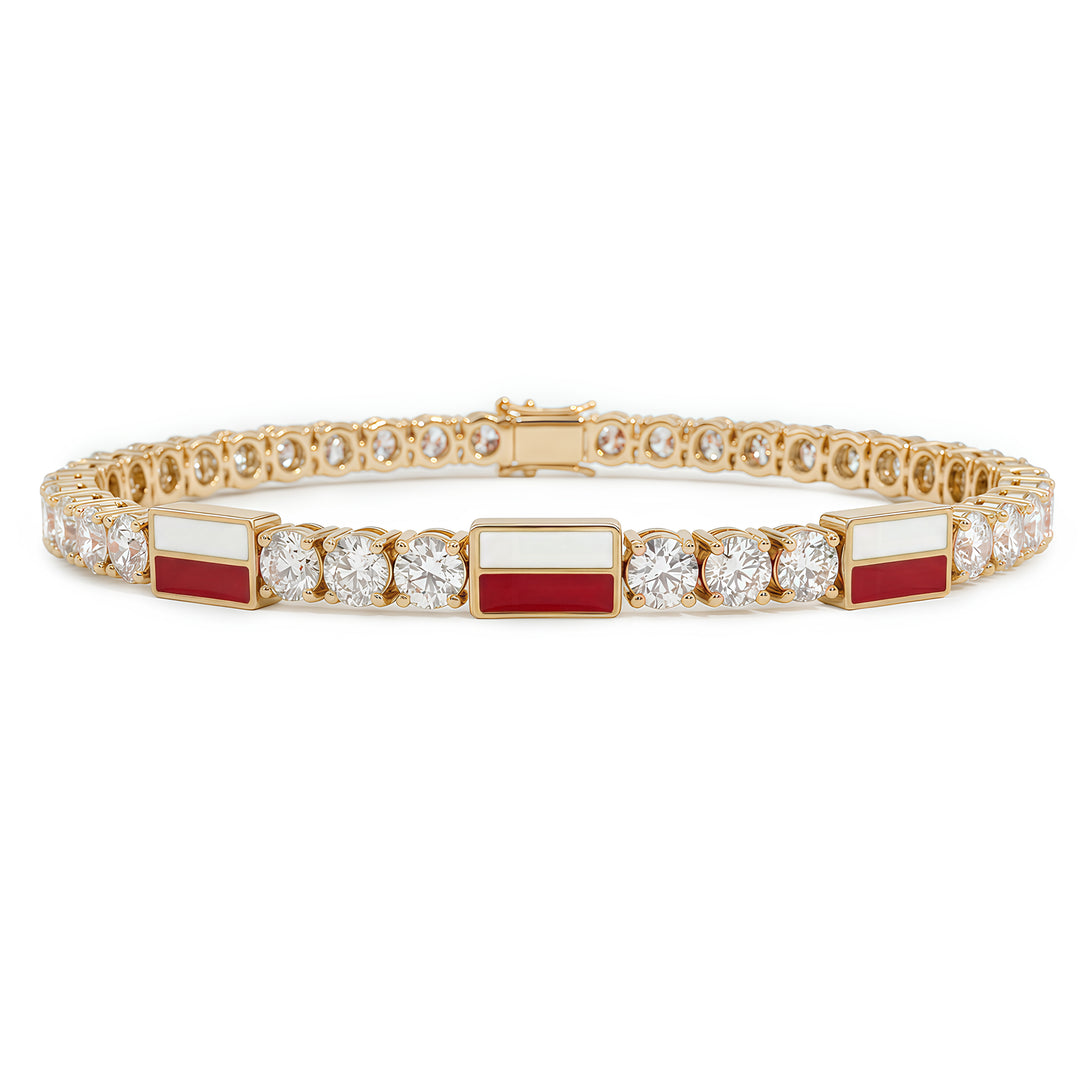 Diamond Tennis Bracelet with Poland Flag no. 1