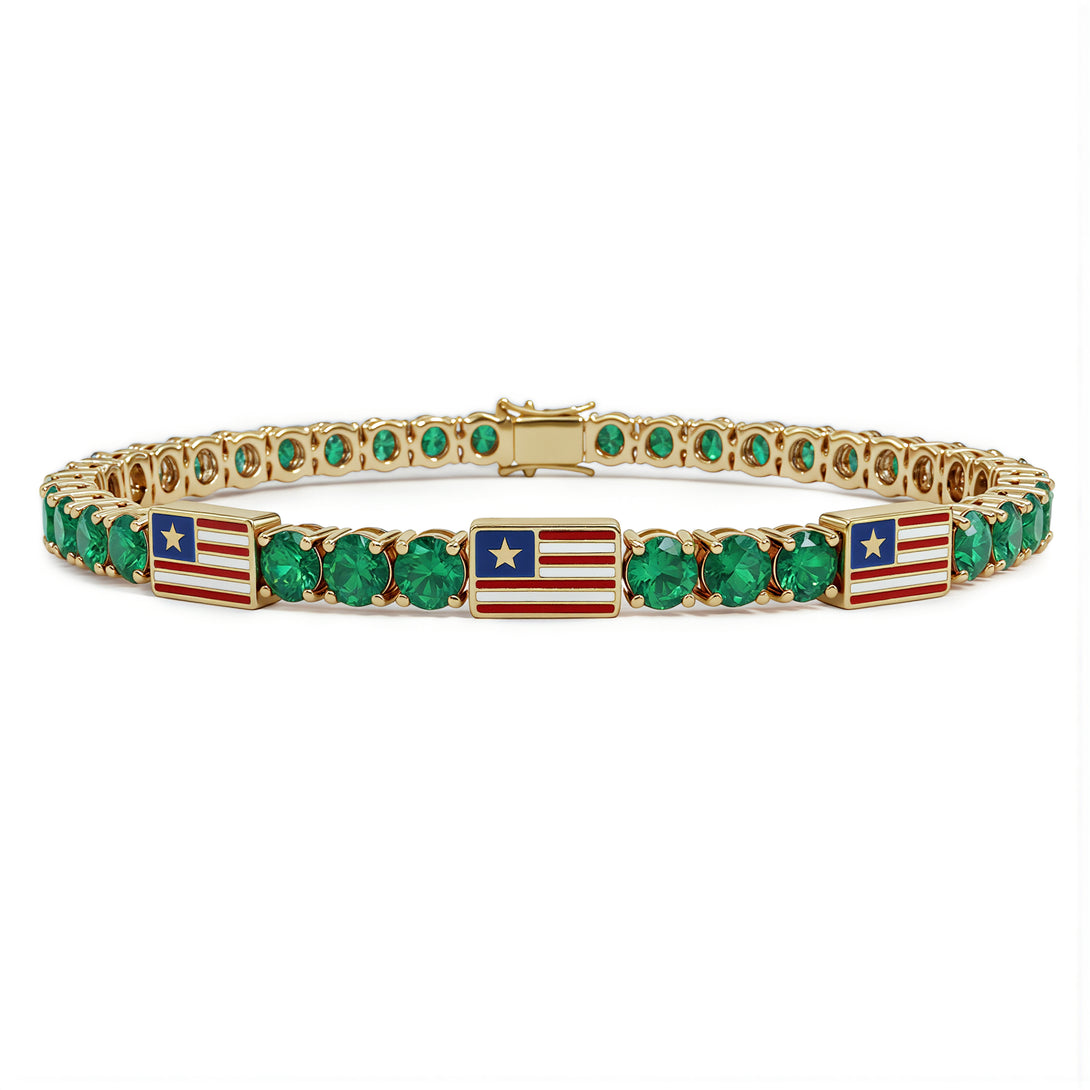 Emerald Tennis Bracelet with United States Flag no. 4