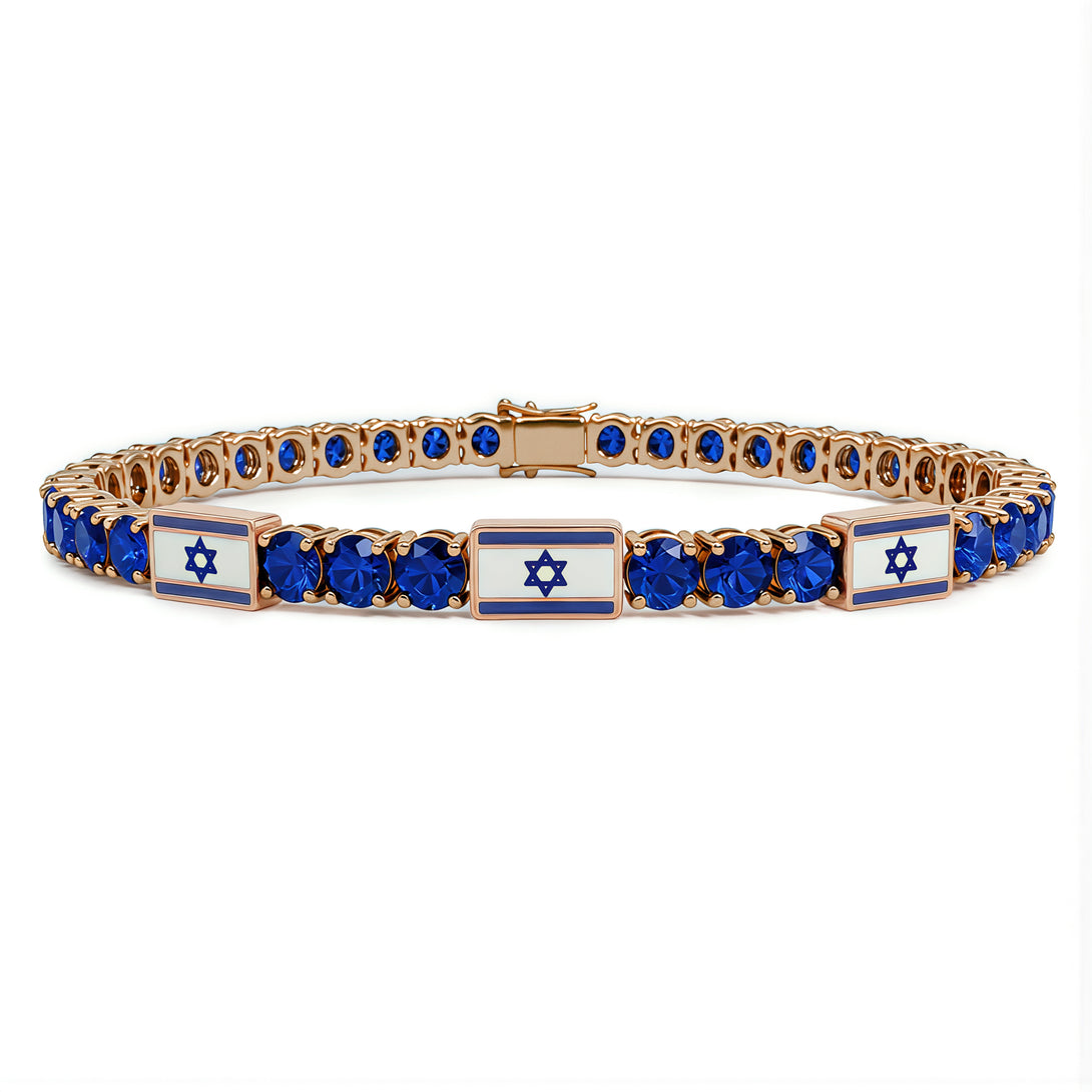 Sapphire Tennis Bracelet with Israeli Flag no. 14