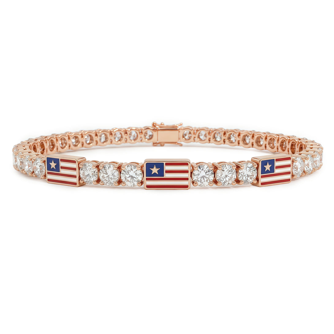 Diamond Tennis Bracelet with United States Flag no. 2