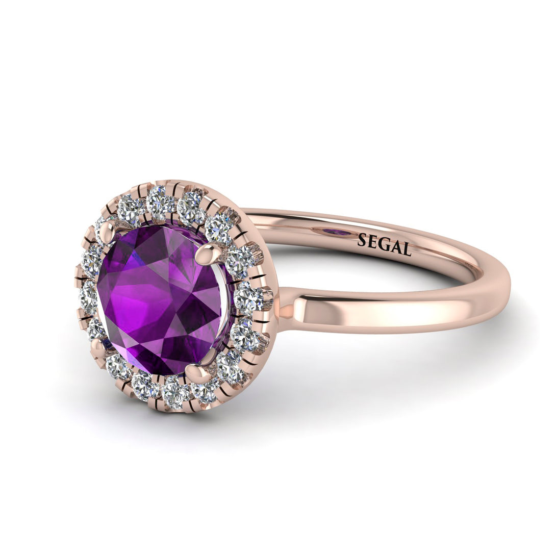 1ct Round Amethyst Engagement Ring - Natalia No. 302