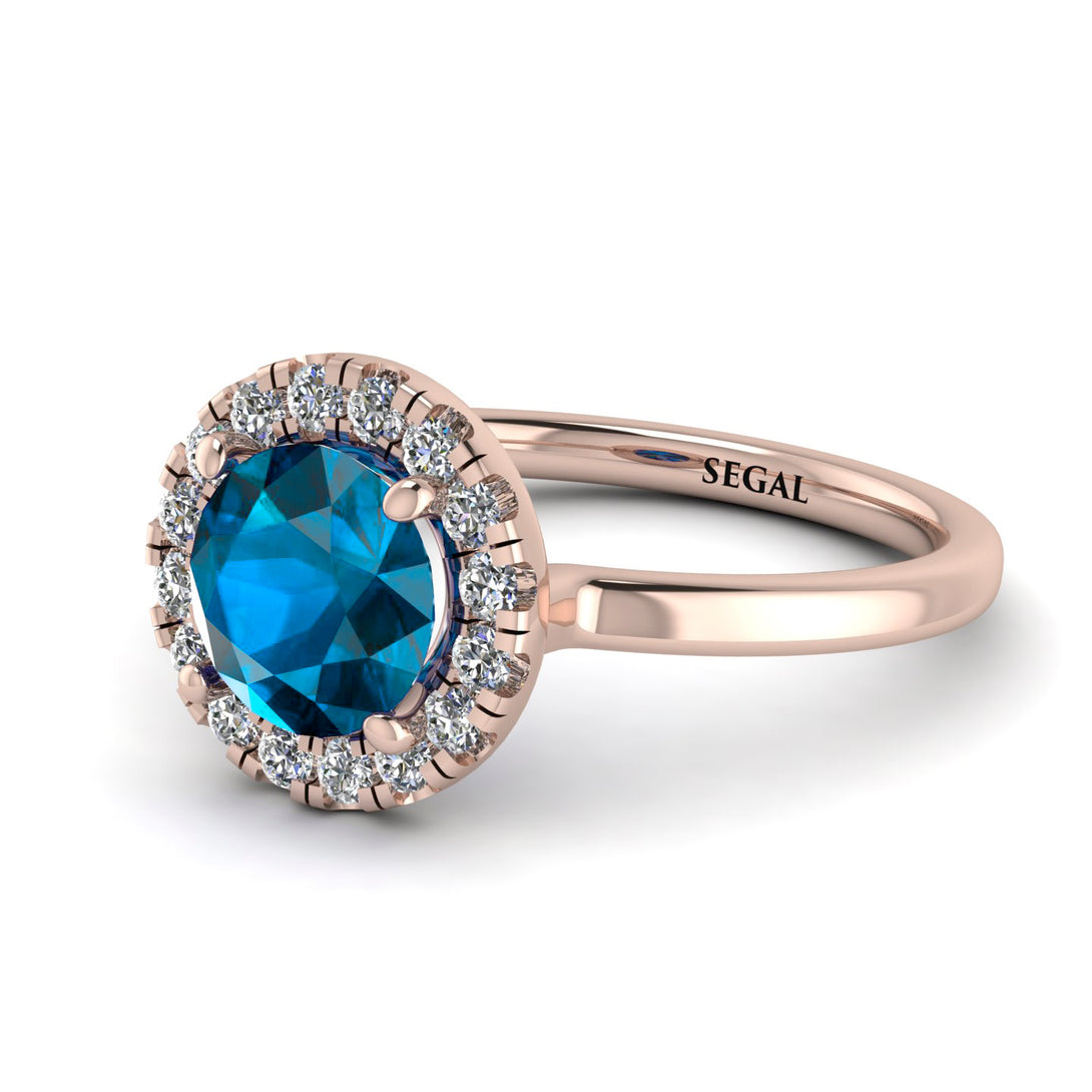 1ct Round Blue Topaz Engagement Ring - Natalia No. 502