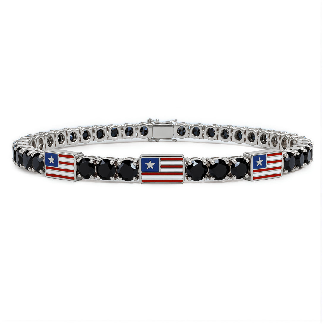 Black Diamond Tennis Bracelet with United States Flag no. 9